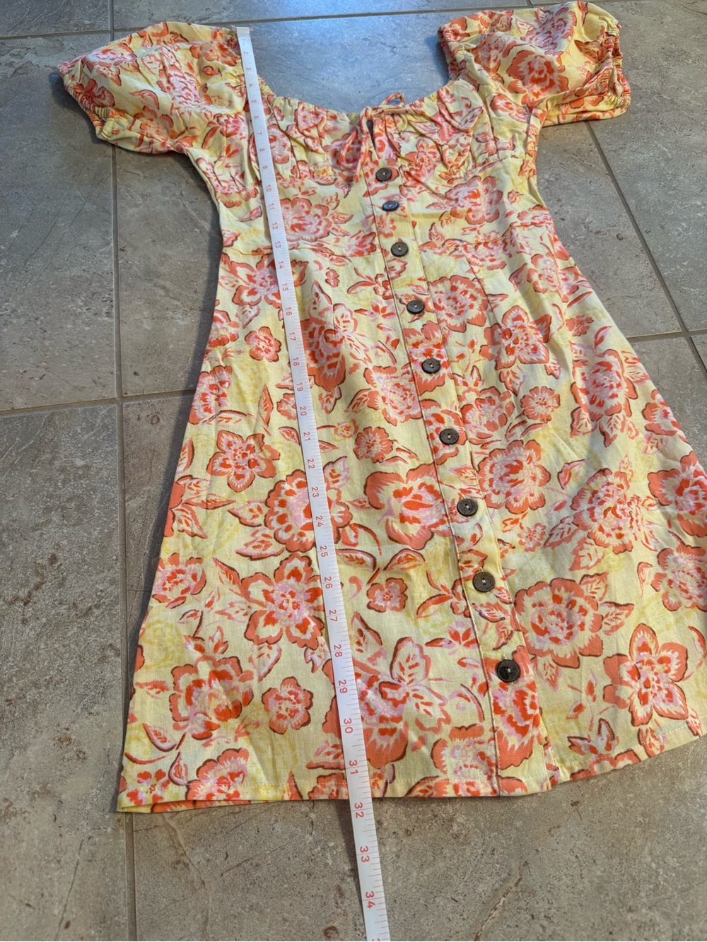 🌼Billabong x Wrangler Far Away Puff Sleeve Dress Yellow Floral Print NWT Size XS - Picture 10 of 16